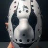 Front view of The Crow Hockey Mask featuring the iconic black-and-white design