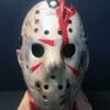 Front view of the Clean Version Friday the 13th Part 4 Mask with ax cut detailing.