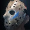 Side angle of the Friday the 13th Part 5 mask showing detailing and strap attachment.